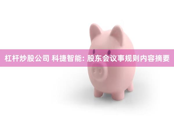 杠杆炒股公司 科捷智能: 股东会议事规则内容摘要